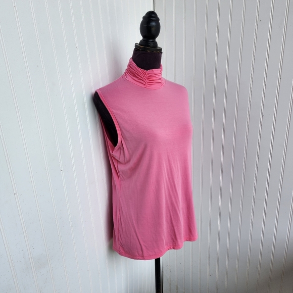 Asara Women's Soft Pink Sleeveless Turtleneck Blouse Top Sttetch Sz L Large - Picture 2 of 10